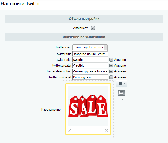 Релиз нового модуля Сотбит.OpenGraph - Настройка Twitter