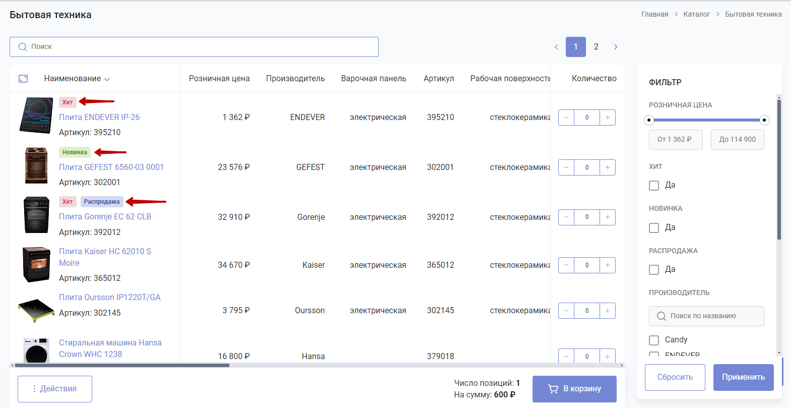Документация Сотбит: Сотбит: B2B. Метки товаров. Картинка 1